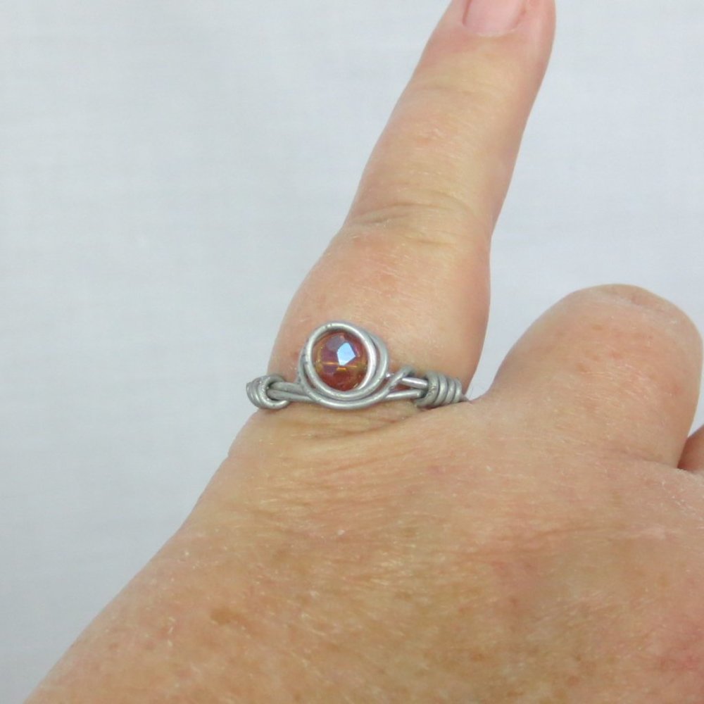 New Stainless Wrap Amber Color Hand Crafted Ring
